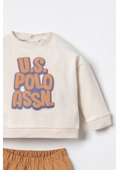 U.S. Polo Assn. Erkek Bebek Baskılı Krem Uzun Kol Pijama Takım Usb3173-c-v2 Usb3173-c-v2
