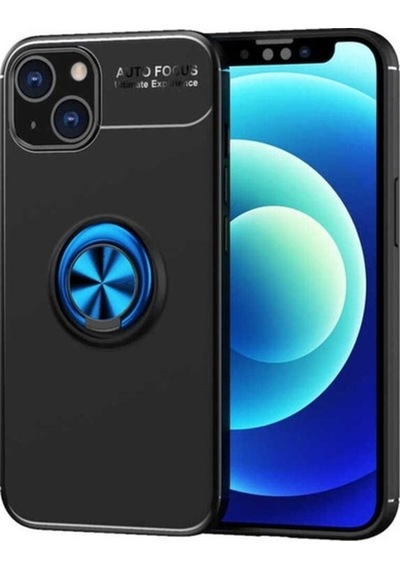Apple Uyumlu iPhone 13 Mini Kılıf Zore Ravel Silikon Kapak Siyah-Mavi