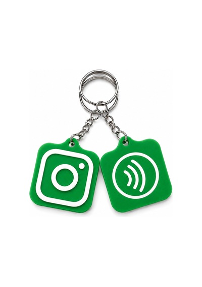 Sosyal Medya İkonlu Kişiselleştirilebilir Nfc Anahtarlık Yeşil
