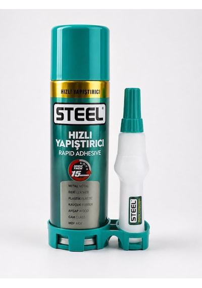 Steel Hızlı Yapıştırıcı Seti 200 Ml Aktivatör Sprey + 35 Gr Güçlü Yapıştırıcı Mdf Ahşap Metal