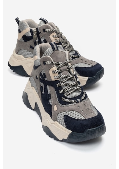 Luvi Shoes Lowel Lacivert Süet Fermuarlı Ve Bağcıklı Kadın Spor Bot