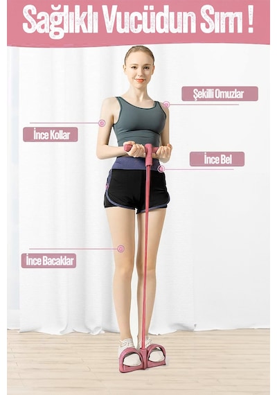 Body Trimmer Mekik Kürek Çekme Bel İnceltme Aleti Evde Spor Lastikli Egzersiz Lastiği Pembe