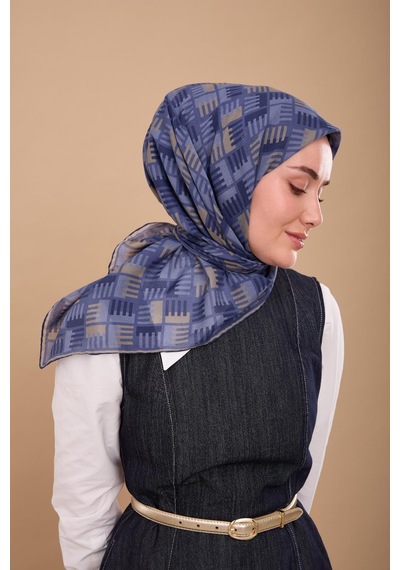 Silk Home Yaz Esintisi Eşarp 150001-13 İndigo, Yeşil Bej, Eflatun
