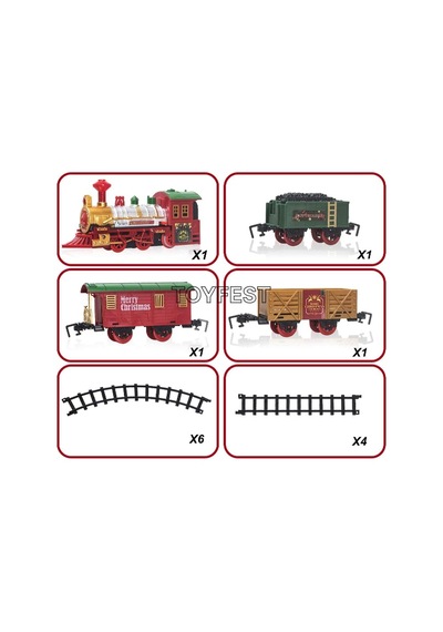 Renkli Christmas Yılbaşı Ağaç Dekoru İçin Işıklı Ve Sesli Classic Lüks Tren Seti