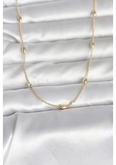 Mey İthalat Cm 14k Gold Renk Damla Topçuk Model Zincirli 60 Cm Kadın Kolye 11