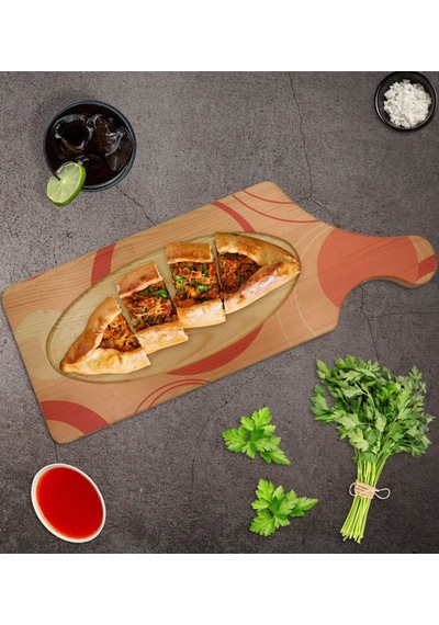 Bk Gift Modern Art Tasarımlı Dikdörtgen Şeklinde Doğal Ahşap Servis Ve Sunum Tabağı Model 13