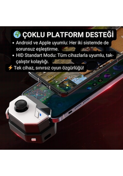 Polham Profesyonel Mobil Oyun Joystick Apple Uyumlu iOS & Android , Oyun Kontrol Cihazı, Tak-çalıştır