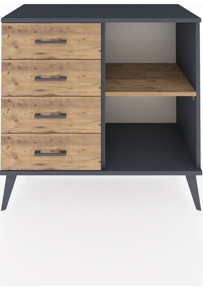 Hyperion Şifonyer Tek Raflı 4 Çekmeceli 88x44x80 Antrasit-çam Çam Hyperion Şifonyer Tek Raflı 4 Çekmeceli 88x44x80 Antrasit-çam Çam