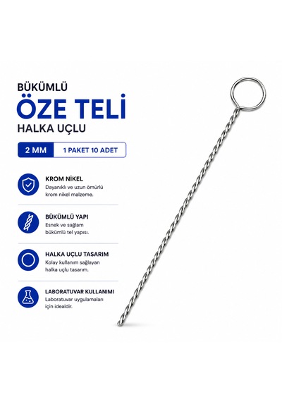 Bükümlü Öze Teli Halka Uçlu 2 Mm 1 Paket 10 Adet