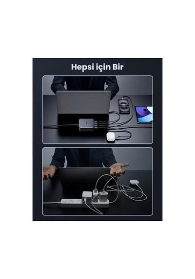 4 Portlu Masaüstü Hızlı Şarj İstasyonu, Gri Renk Seçeneği