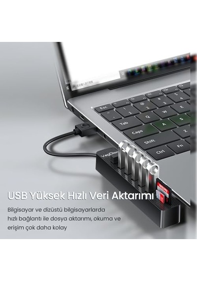 Usb 2.0 Sd Microsd Kart Okuyucu Ve 6 Port Usb Çoklayıcı Hub