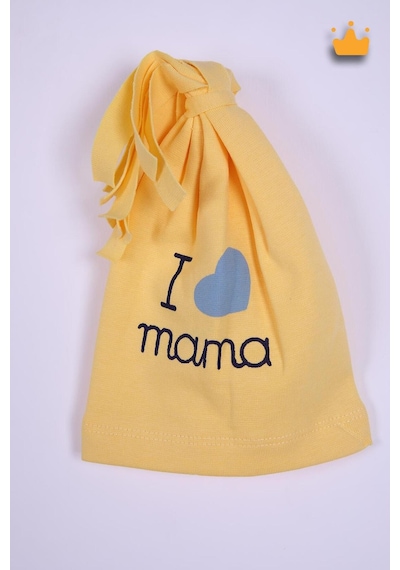 Babyhola Bebek Çıtçıtlı Badi Tulum Bere 3'lü Takım %100 Pamuk Annemi Seviyorum Yazılı 587-8 Mavi