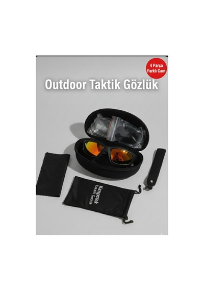 Çok Lensli Outdoor Trekking Spor Bisiklet Motor Dağcılık Avcılık Taktik Gözlük Seti Profesyonel Siyah