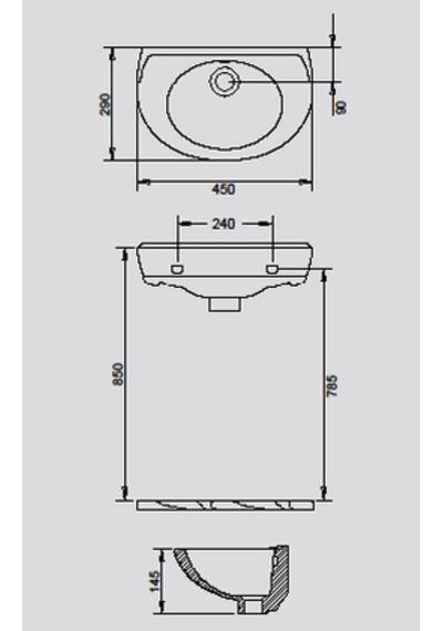Turavit Oval Lavabo 28 x 45
