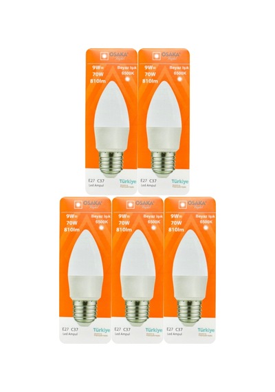 5 Adet Osaka 9w 70w Beyaz Işık E27 Duylu Kalın Duy Led Ampul