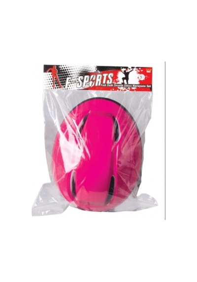 Unisex Pembe Kask Dizlik Dirseklik Koruyucu Set Renkli