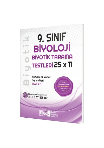 Biyotik Yayınları 9. Sınıf Biyoloji 25 X 11 Biyotik Tarama Testleri