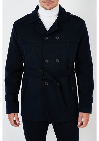 Buratti Slim Fit Cepli Pamuklu Kaşe Erkek Kaban 5841015 Lacivert