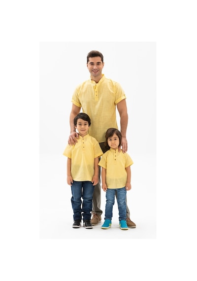 Eliş Şile Bezi Kısa Kol Şile Bezi Bodrum Erkek Çocuk Tshirt Sarı 3073