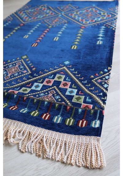Kilim Desenli Astarlı Lüks Seccade S1020 Lacivert Mavi