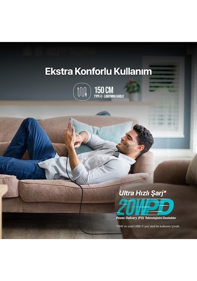 Usb-c - Lightning Hızlı Şarj Kablosu 150cm 2dk41 Ttec Alumicable Halat Kablo