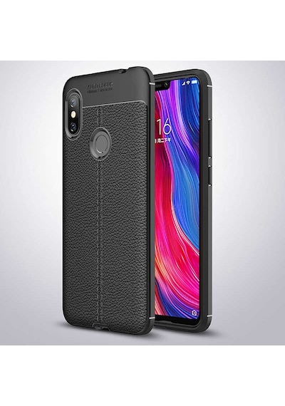 Xiaomi Redmi Note 6 Pro Kılıf Deri Görünümlü Renk Atmayan Dayanaklı Silikon Kapak Niss