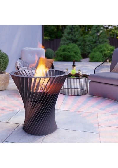 Spiral Kule Uzun Ateş Çukuru Bahçeniz İçin Dekoratif Sağlam Siyah