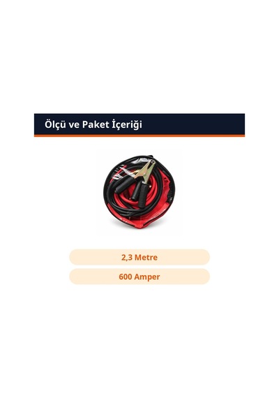 Trobus Çantalı Takviye Kablosu Araç Aküsü İçin 2,3 Metre 600 Amper
