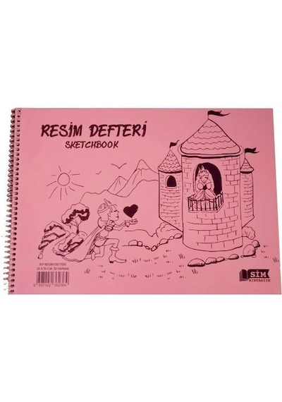 Sim 25x35 Spiralli Plastik Kapak 25 Yaprak Resim Defteri 12 Adet