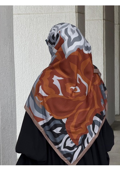 Qalortex Scarf Pamuklu Soft Mihrâ Desen Eşarp-taba