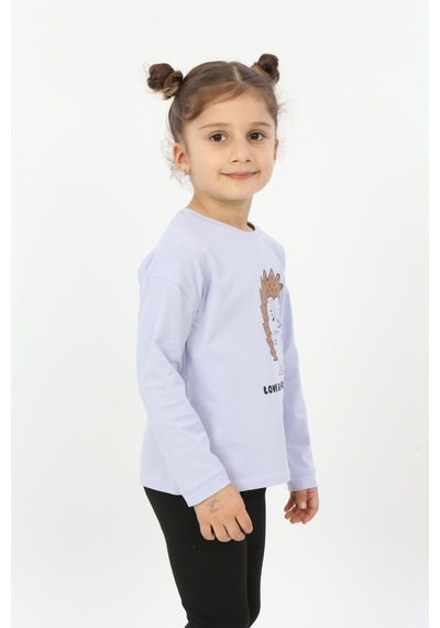 Toontoy Kids Toontoy Kız Çocuk Kirpi Baskılı Tişört Mavi