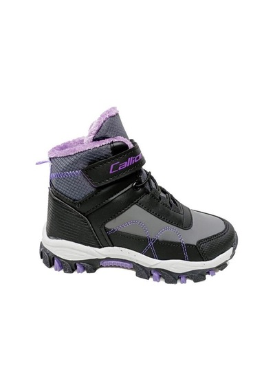 Callion 06f Deri Kız Çocuk Sneakers Bot Füme Siyah Lila Füme
