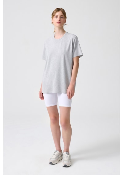 Los Ojos X Melodi Gri Melanj Oversize Geniş Kalıp Tişört Boyfriend T-shirt Gri Melanj Gri Melanj