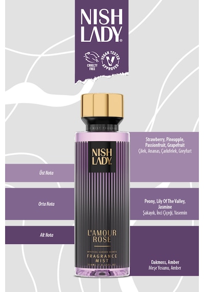 Nishlady L'amour Rose Body Mist Vegan Vücut Spreyi 260 ML