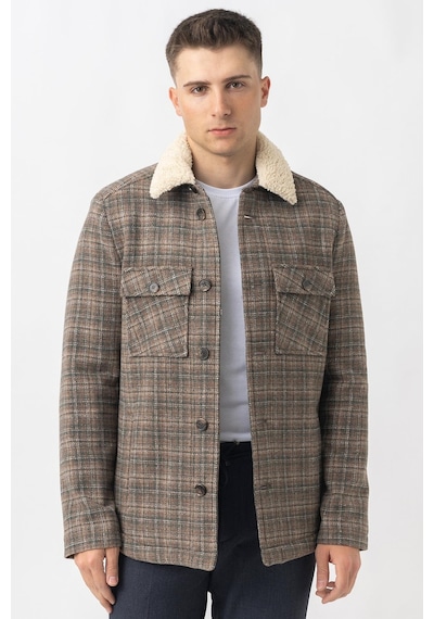 White Stone Aarau 58137 Slim Fit Kürklü Kaban Haki