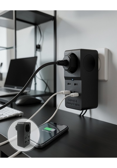 Isıya Dayanıklı Pc Gövdeli Akım Korumalı Priz 4 Usb Uczzz3438priz-6 0
