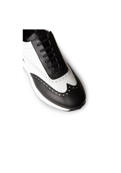 Deery Hakiki Deri Siyah Beyaz Erkek Sneaker Ayakkabı - 00750Mbyze01 Beyaz