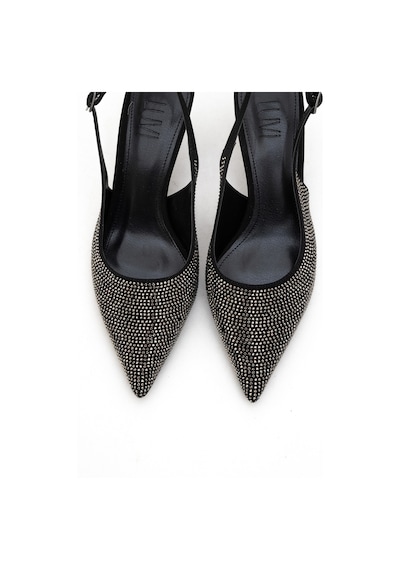 Luvishoes Luvi Shoes Novs Siyah Taşlı Kadın İnce Topuklu Abiye Ayakkabı Siyah - Taş