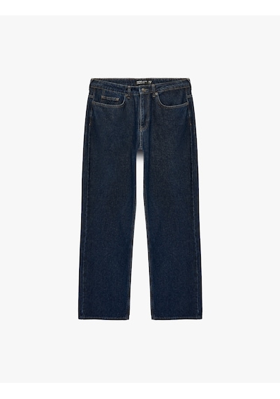 Koton Pamuklu Normal Bel Cepli Loose Fit Jean Pantolon Raw 7wam40207nd 63x