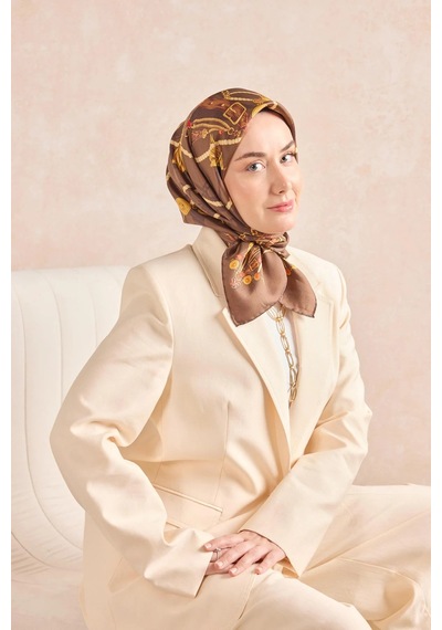 Silk Home Twill İpek Eşarp 11530-10 Kahverengi