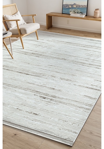 Bambum Soft 1002 Bej Düz Desen Modern Bambu Saten Kaymaz Taban Yıkanabilir Salon Mutfak Halısı