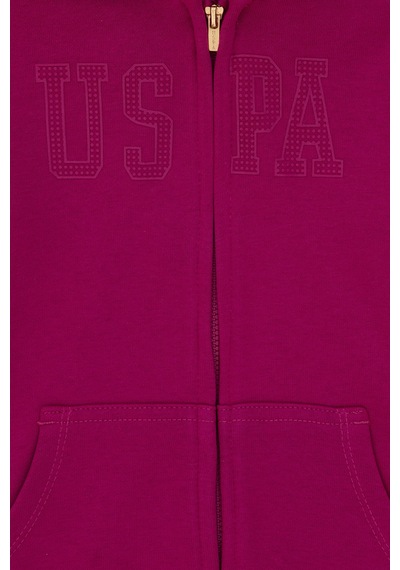 U.S. Polo Assn. Kız Çocuk Fuşya Kapüşonlu Basic Sweatshirt 50292507-VR023