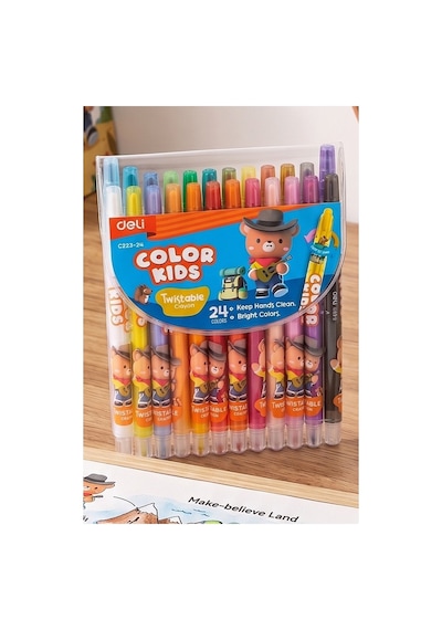Çevirmeli 24 Lü Mum Boya Uzun 1 Paket Twistable 24 Renk Çevirmeli Mum Boya Pastel Silinebilir Mum Boya Tam Boy Çok Renkli