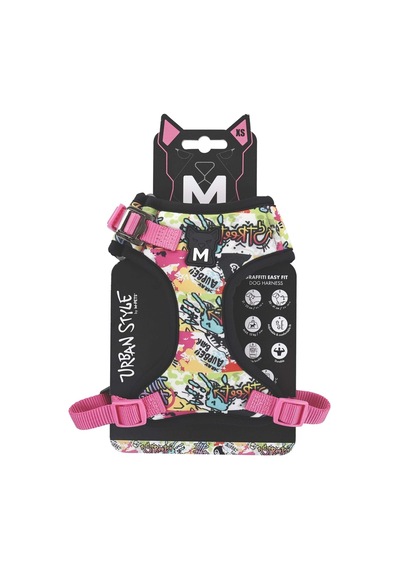 M-pets Urban Style Graffıtı Easy Fit Köpek Göğüs Tasması L Çok Renkli