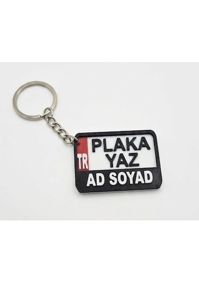 Kişiye Özel Motor Plaka Anahtarlık 1 Adet Beyaz - Siyah