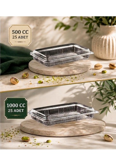 Baklava Çiğköfte Kullan At Kilitli Sızdırmaz Kap 500 Cc 25 Ad+1000 Cc 25 Ad Buzdolabı Saklama Kabı