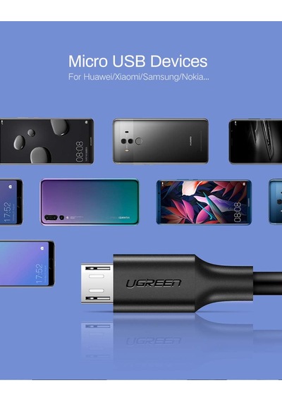 Micro Usb Data Ve Şarj Kablosu, Siyah, 1.5 Metre