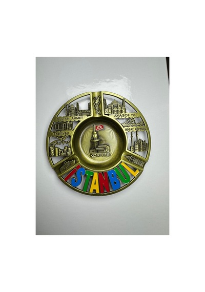 İstanbul Temalı Metal Küllük Kabartma Figürlü Dekoratif Tasarım Gold, Bakır, Gümüş 784517417