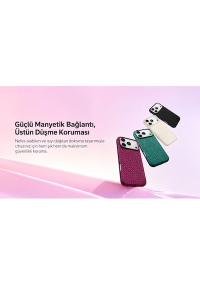 Remax Softweave Series İphone 17 Pro Max Uyumlu Mıknatıslı Örgü Desen Nefes Alan Tpu Kılıf Rmc-7 - Siyah