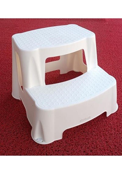 Kar Beyaz Yükseltici Çocuk Lavabo Taburesi Kaymaz Taban Basamak 120kg Taşıyan 2 Basamaklı Merdiven Çok Renkli